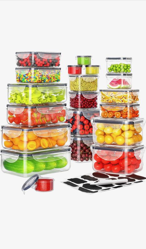 Clear Plastic Containers, Plastic Food Containers, Airtight Food Storage, Plastic Container Storage, Tidy Kitchen, Airtight Food Storage Containers, Organization And Storage, Meal Prep Containers, Lunch Containers