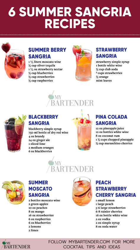 Summer Sangria Recipes Summer Sangria Recipes, Types Of Drinks, Summer Drinks Alcohol, Cocktail Drinks Alcoholic, Sangria Recipe, Yummy Alcoholic Drinks, Liquor Drinks, Boozy Drinks, Mixed Drinks Recipes