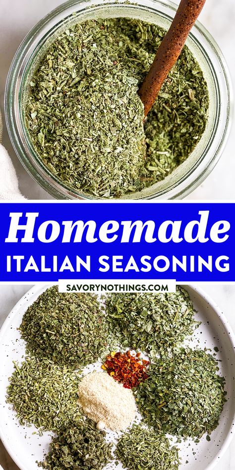 Italian Seasoning Recipe, Homemade Italian Seasoning, Homemade Dry Mixes, Resep Pasta, Italian Dressing Mix, Homemade Spice Mix, Spice Blends Recipes, Chicken Shrimp, Spice Mix Recipes