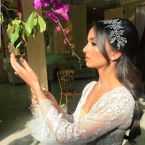 Breathtaking bride Revital! Crystal headpiece by Bridal Styles Boutique, makeup by Makeup by Rada, hair by Senada K. Bride Hair Piece, Glam Bride, Wedding Hairstyles Medium Length, Bridal Styles, Bride Headpiece, Crystal Headpiece, Wedding Hair Flowers, Wedding Hair Down, Wedding Hairstyles Updo