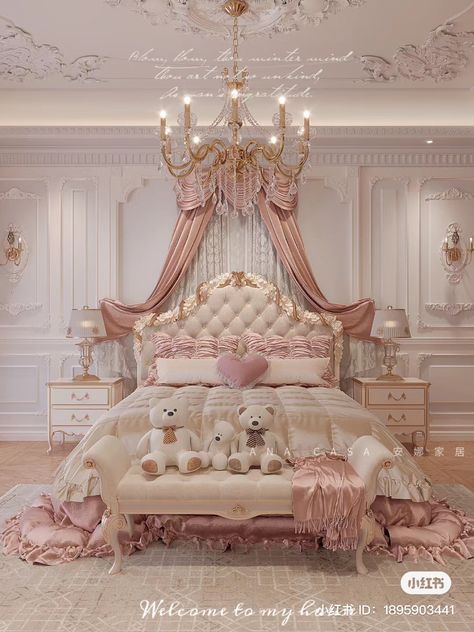 Princess Room Inspiration, Pink Victorian Bedroom, Princess Rooms, Princess Theme Bedroom, Bedroom Miniature, Pink Princess Room, Royal Bedroom Design, Princess Bedrooms, Royal Bedroom