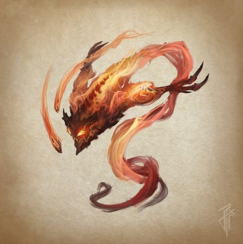 ArtStation - Fire elemental, Julien Carrasco Dnd Fire Elemental, Fire Creature Concept Art, Fire Elemental Art, Fire Monster Art, Fire Creature, Elemental Creature, Fire Sprite, Fire Monster, Fire Elemental