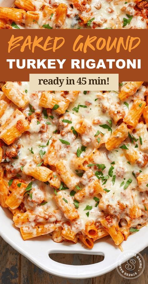 Turkey Ziti Bake, What To Cook With Turkey Ground Meat, Turkey Ground Meat Recipes Easy, Baked Ziti Ground Turkey, Ground Turkey Ricotta Pasta, Healthy Baked Ziti Recipe Ground Turkey, Quick Dinner Ideas With Ground Turkey, Ground Turkey Recipes For Dinner Kids, Ground Turkey Ricotta Recipes