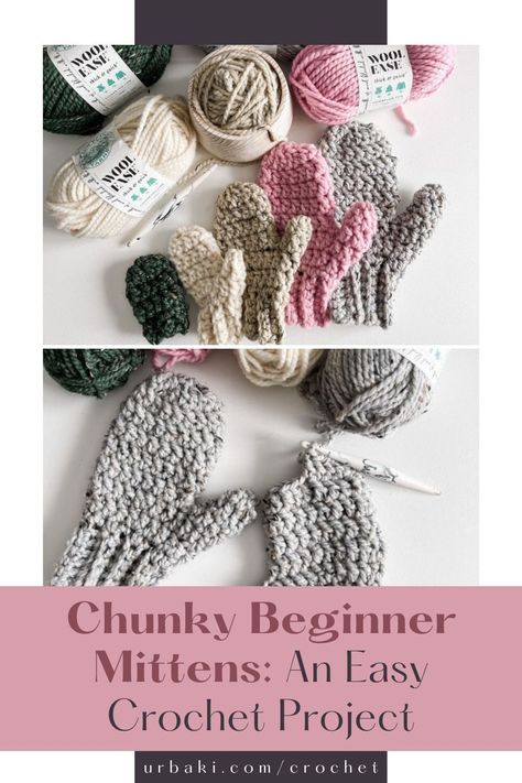 This beginner-friendly crochet project is perfect for those who are new to crocheting and are looking for a quick and easy project to work on. The pattern comes in Baby to Adult sizes, allowing you to make gloves for the entire family. With just one ball of yarn, you can make a pair of baby gloves in less than 30 minutes. The Chunky Beginner Mittens pattern is worked using basic double crochet stitches and is made from Lion Brand Wool-Ease Thick & Quick yarn by WeCrochet. Super Bulky Crochet Mittens Free Pattern, Wool Ease Thick And Quick Patterns Free, Crochet Toddler Mittens Free Pattern, Easy Crochet Mittens Free Pattern Kids, Easy Crochet Mittens Free Pattern, Wool Ease Thick And Quick Crochet, Wool Ease Thick And Quick Patterns, Make Gloves, Chunky Yarn Crochet Pattern