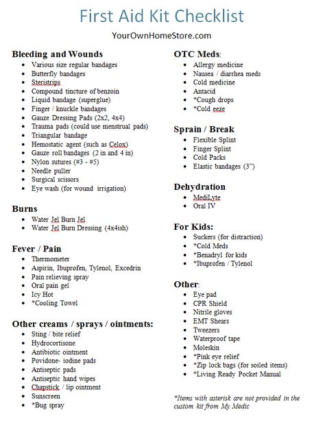 First Aid Kit Checklist First Aid Kit Checklist, 1000 Lifehacks, Jet Skies, First Aid Tips, Emergency Binder, Emergency Prepardness, Emergency Survival Kit, Emergency Preparedness Kit, Emergency Preparation