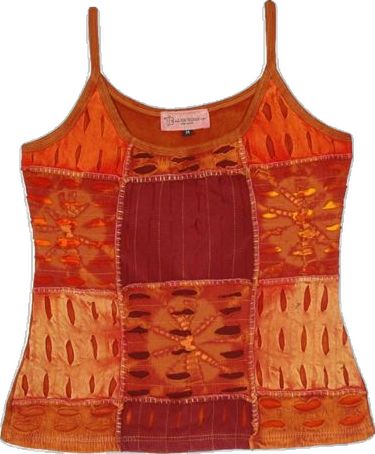 Womens Tunic Tops, Harem Yoga Pants, Boho Hippie Pants, Hippie Tank Tops, Phoenix Rising, Hippie Look, Orange Tank Top, Patchwork Top, Trendy Skirts