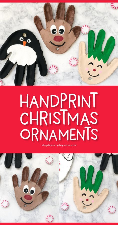 Salt Dough Ornaments For Kids | Make these Christmas handprint ornaments with this easy salt dough recipe. It's a cute craft project to preserve your little one's hands forever. #kidscrafts #craftsforkids #christmas #christmascrafts #christmascraftsforkids #kids #ideasforkids #handprintcrafts #kidsandparenting #activitiesforkids Handprint Christmas Ornaments, Salt Dough Christmas Ornaments, Grandparents Day Crafts, Handprint Ornaments, Handprint Christmas, Salt Dough Ornaments, Dough Ornaments, Navidad Diy, 12 December