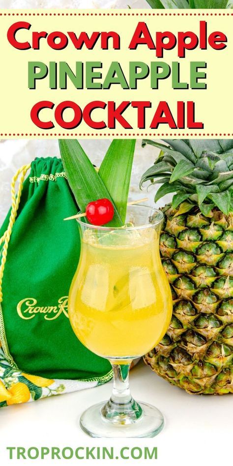 Drinks With Crown Apple, Drinks With Pineapple Juice, Crown Royal Apple, Crown Apple, Fruity Alcohol Drinks, Apple Drinks, Pineapple Cocktail, Cocktail Drinks Alcoholic, Mixed Drinks Alcohol