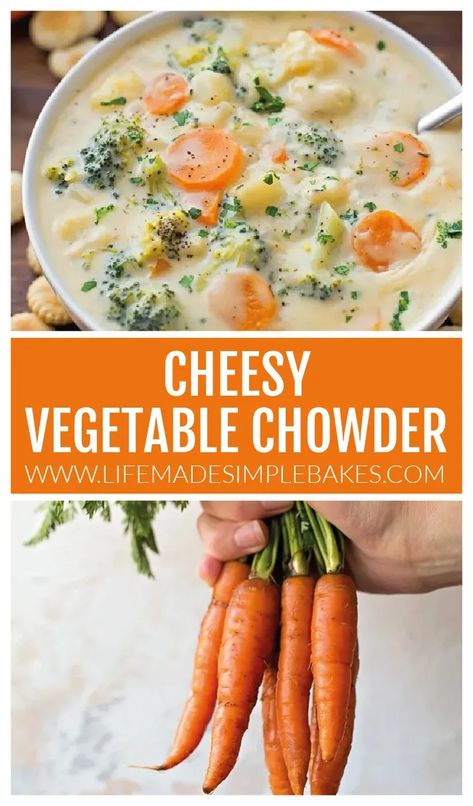 Keto Creamy Vegetable Soup, Veggie Chowder Soup, Cheesy Veggie Soup, Creamed Vegetable Soup, Lunch Ideas Without Meat, Cheesy Soup Recipes, Soup Ideas Healthy, Veggie Filled Meals, Cheesy Soups