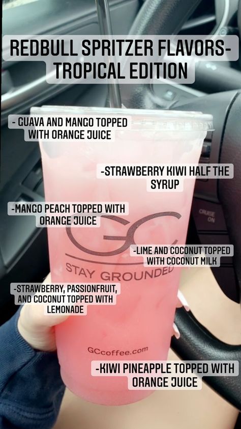 Red Bull Italian Soda Recipe, Lotus Energy Drink Ideas, Lotus Drink Flavors, Energy Drink Recipe, Red Bull Drinks, Orange Juice Drinks, Spritzer Recipes, Soda Bar, Soda Flavors