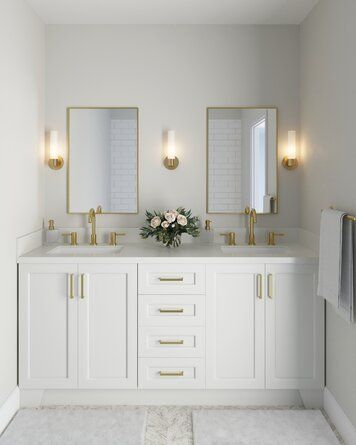 White Double Vanity, Quartz Vanity, Primary Bathroom, Double Vanity Bathroom, Double Sink Bathroom, White Vanity Bathroom, Double Bathroom, Double Sink Bathroom Vanity, Sink Bathroom Vanity