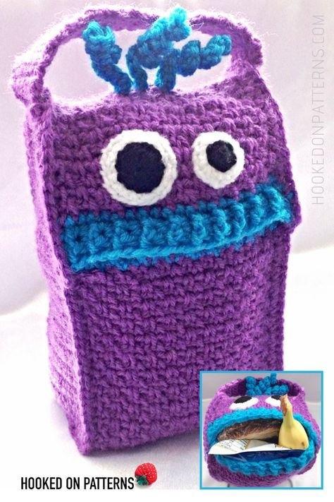 Crochet Lunch Box Bag, Box Bag Pattern Free, Crochet Lunch Bag, Box Bag Pattern, Designer Lunch Bags, Start Of School, Yarn Ideas, Bag Crochet Pattern, Cozy Life