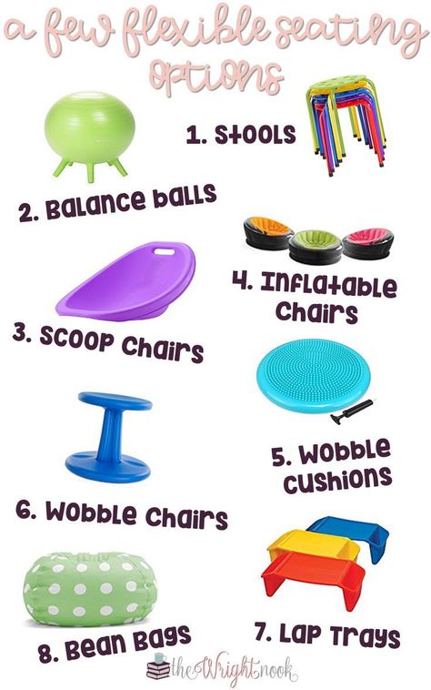 Have you been thinking about flexible seating? Here is some information on it. Perfect for any classroom! Ideas Decoracion Salon, Flexible Seating Classroom, Classroom Arrangement, Alternative Seating, Classroom Seating, Classroom Layout, Flexible Seating, Decor Themes, First Grade Teachers