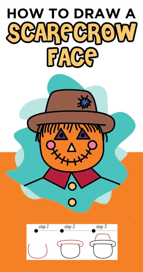 Learn how to draw a scarecrow face with a free printable drawing tutorial. Having some easy scarecrow how to draw fun for kids of all ages. Directed Drawing Scarecrow, How To Draw A Scarecrow, Scarecrow Drawing, Scarecrow Face, Directed Drawing, Shirt Drawing, Best Superhero, Face Tattoo, Fun For Kids