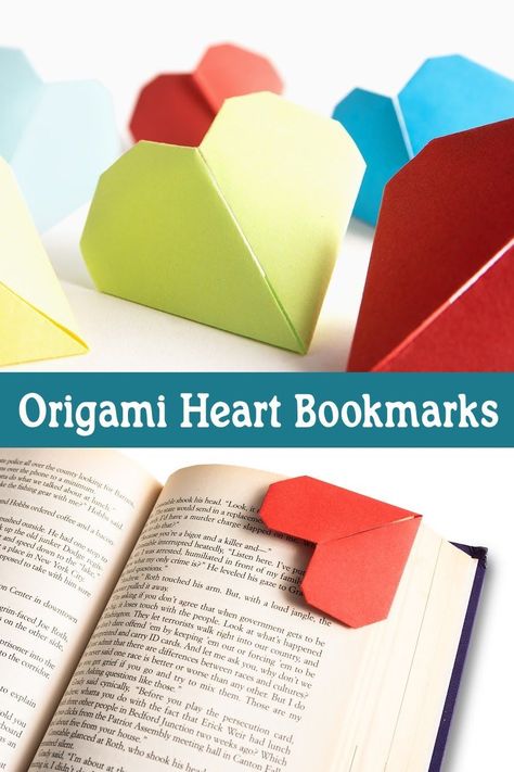 Make an origami bookmark the easy way! This easy origami heart looks just like a conversation heart, and fits on the corner of a book page. Kids and adults will love this idea! Oragami Bookmark, Heart Bookmark Origami, Origami Bookmark Corner, Easy Origami Heart, Book Dividers, Origami Shapes, Origami Bookmark, Heart Bookmark, Pet Projects