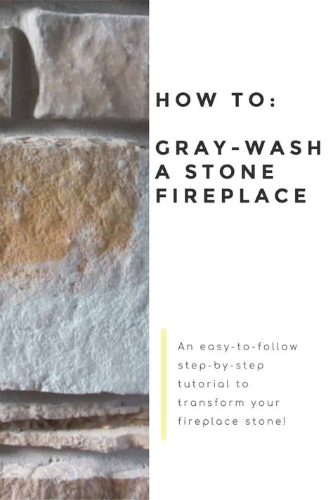 Chalk Painted Fireplace, Gray Fireplace Ideas, Whitewashing Stone Fireplace, Painting A Stone Fireplace, Whitewashed Stone, Whitewash Fireplace, Whitewash Stone Fireplace, Den Inspiration, Painted Stone Fireplace