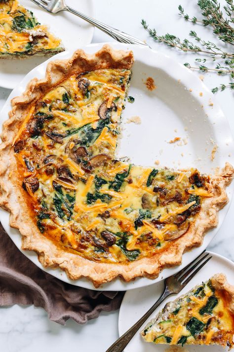 Dairy Free Quiche, Gluten Free Quiche Recipes, Homemade Quiche, Gluten Free Quiche, Mushroom Filling, Leek Quiche, Gluten Free Pie Crust, Brunch Spread, Minimalist Baker