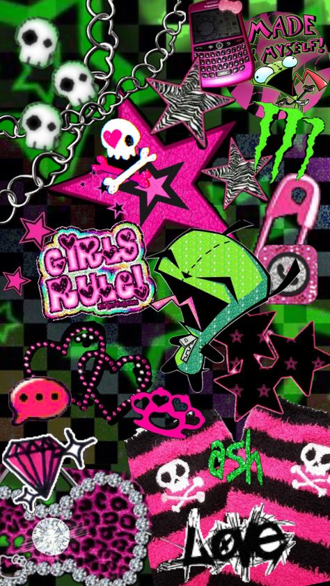 Scene Kid Wallpaper, Scene Kid Aesthetic, Scenecore Wallpaper, Scene Core Wallpaper, Kid Wallpaper, Scene Emo Art, Zombie Wallpaper, Cute Zombie, Scene Wallpaper