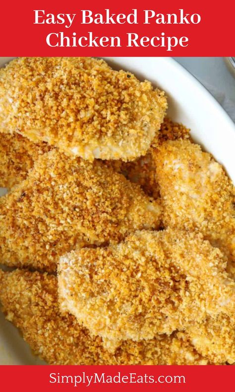 This Oven Baked Panko Crusted Chicken Breast is so easy to make and always a family favorite! Chicken Breast is dipped into garlic butter then breaded in a parmesan Panko crust. Plus, it's ready to eat in less than 35 minutes! Chicken With Panko Bread Crumbs Baked, Easy Bread Crumb Chicken Recipes, Chicken With Bread Crumbs Baked, Panko Crusted Chicken Baked, Baked Chicken With Bread Crumbs, Breaded Chicken In Oven, Panko Chicken Breast, Baked Panko Chicken Breast, Oven Breaded Chicken