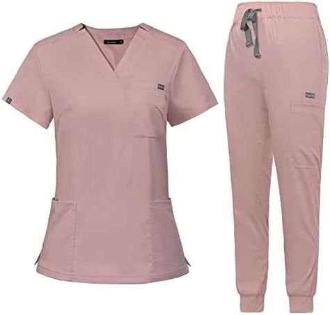 VIAOLI Scrubs for Women Set Scrub Top &Jogger Pant Workwear Clinical Modern Athletic Suit Medical Uniforms (10 Pockets) Women Scrubs, Scrubs For Women, Scrubs Nursing Uniforms, Work Coveralls, Neck Yoga, Uniform Accessories, Scrubs Uniform, Safety Clothing, Medical Uniforms