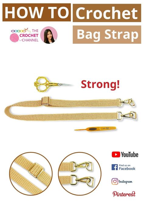 How To Attach Handles To A Crochet Bag, Crochet Crossbody Strap, Crochet Backpack Straps, Strong Crochet Bag Strap, Crochet Strong Strap, Crochet Handbag Strap, Crochet Adjustable Bag Strap, Strong Crochet Strap, Bag Straps Crochet