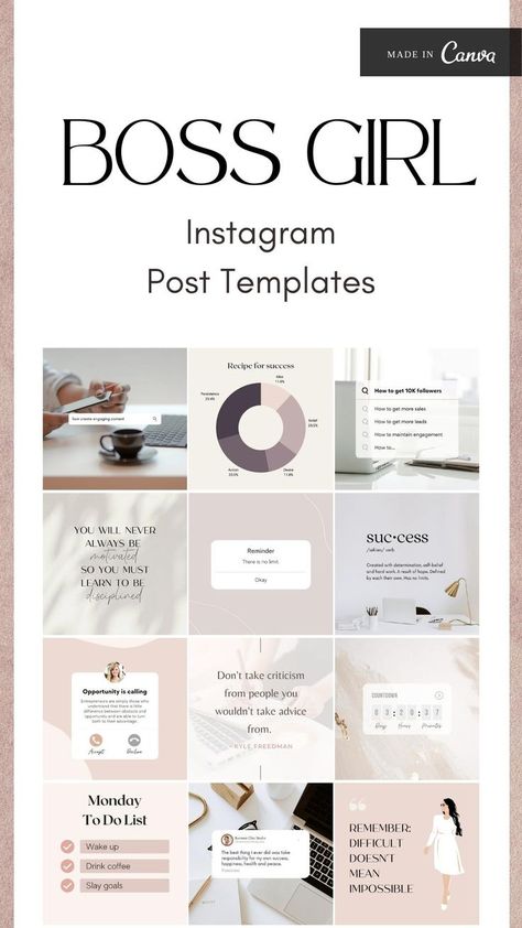 20 Girl Boss Instagram Templates, Entrepreneur Instagram Feed, Canva Instagram Templates Consulting Instagram Feed, Boss Babe Instagram Feed, Business Instagram Feed, Medical Instagram, Canva Instagram Post, Canva Instagram Templates, Brand Colours, Instagram Branding Design, Instagram Feed Planner