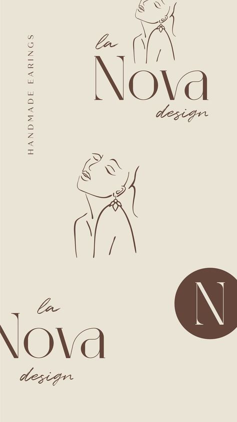 Premium and elegant logo collection for La Nova Design - handmade earrings | Kat Fletcher Design. #premiumbranding #luxurybranding #jewellerybranding #premiumlogo #jewellerylogo #elegantbranding #premiumdesign Nova Logo Design, Nova Logo, Elegant Branding, Jewellery Brand, Elegant Logo, Premium Logo, Logo Collection, Logo Ideas, Premium Design