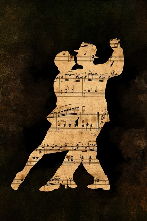 Passion Artworks, Jazz Art Vintage, Tango Dance Drawing, Music Drawing Ideas, Tango Art Drawings, Dancing Background, Tango Silhouette, Dance Me To The End Of Love Art, Music Sheet Art