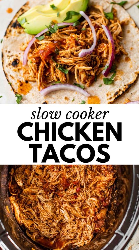 Crockpot Chicken Tacos, Pollo Tropical, Chicken Tacos Easy, Slow Cooker Chicken Tacos, Chicken Tacos Crockpot, Healthy Dinner Options, Crock Pot Tacos, Chicken Taco Recipes, Chicken Slow Cooker Recipes