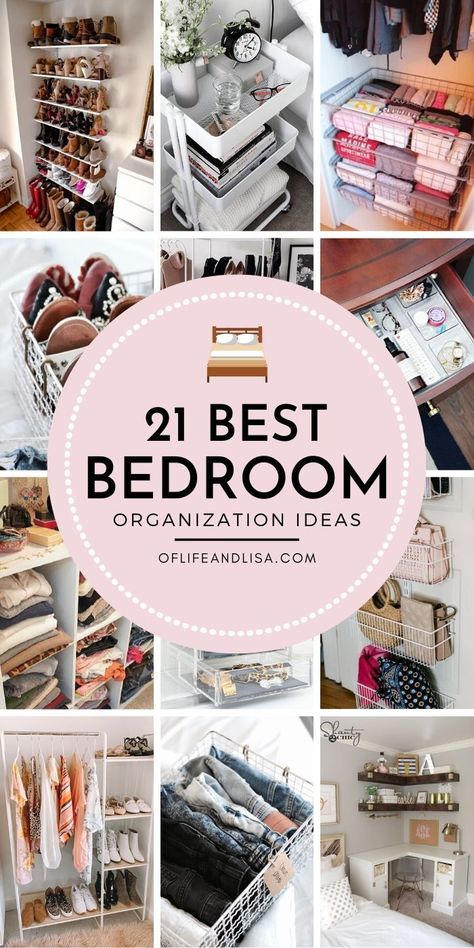 Bedroom Organization Ideas, Beautiful Bed Designs, Small Bedroom Organization, Bedroom Organization, Tiny Bedroom, Home Organization Hacks, Stylish Bedroom, Storage Hacks, Decor Minimalist