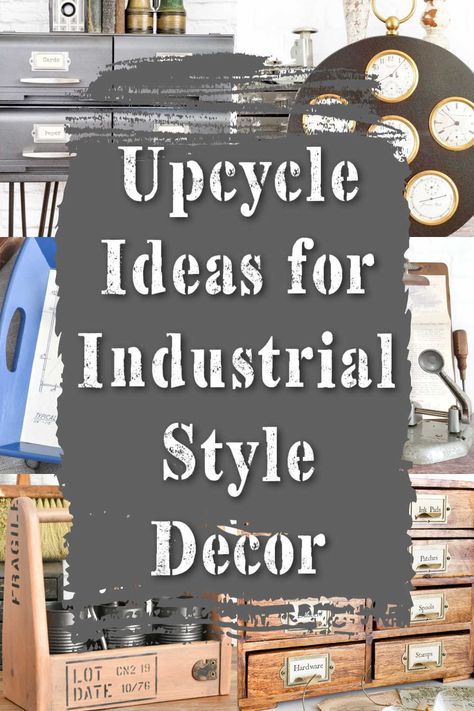 Looking to add a few touches of industrial decor to your home? These DIY and upcycle ideas are ideal for infusing the style into your space without committing your entire home (and your bank account) in the process. Cheap Industrial Decor, Industrial Decoration Ideas, Rustic Industrial Farmhouse Decor, Unique Upcycle Ideas, Industrial Storage Ideas, Industrial Farmhouse Style, Industrial Cabinet Design, Industrial Farmhouse Decor Ideas, Black Pipe Ideas