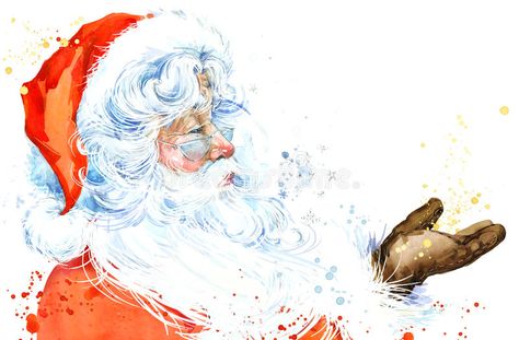 Watercolor Santa Claus, Santa Claus Story, Christmas Card Stock, Scary Gift, Watercolor Santa, Watercolour Texture Background, New Years Background, Santa Claus Christmas, Fabric Panel