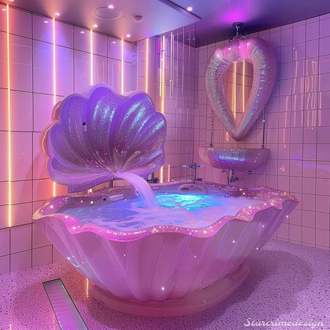 Y2K shell hot tubs and baths for mermaids 🎀 One of them looks to be a bed bath for a mermaid, thought it was cute and decided to share anyway 💗 . . . . . . #mermaidvibes #y2kaesthetics #y2k #aigeneratedartwork #midjourneyv6alpha #midjourneyv6 #digitalartoftheday #digitalartdesign #aiphoto Onsen Aesthetic, Dream Bedroom Inspiration, Mermaid Bathroom, Dream Life House, Dream Bath, Dream Apartment Decor, Cute Bedroom Decor, Dream House Rooms, Aesthetic Rooms