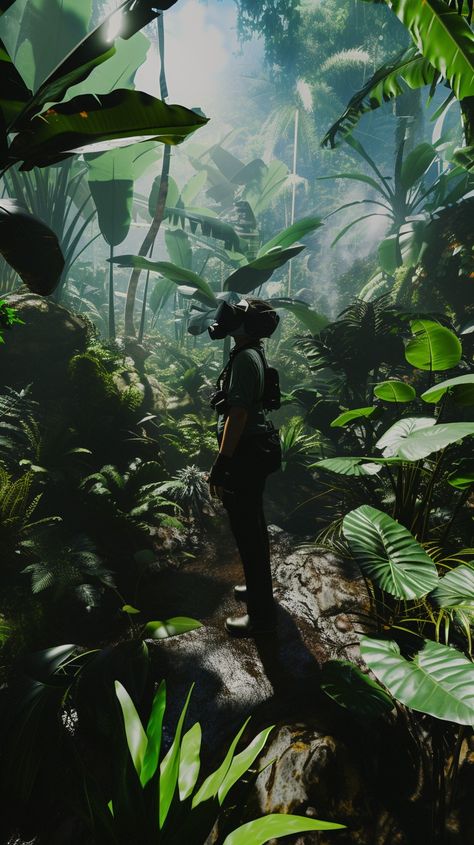 Jungle Exploration Moment: A lone adventurer takes a moment to admire the emerald greenery of the dense jungle. #explorer #jungle #adventure #greenery #tropical #aiart #aiphoto #stockcake ⬇️ Download and 📝 Prompt 👉 https://ayr.app/l/ErXd Vietnam Jungle, Jungle Explorer, Jungle Aesthetic, Jungle Warriors, Fanny Photos, Avatar Tattoo, Morning Photography, Image Archive, Jungle Adventure