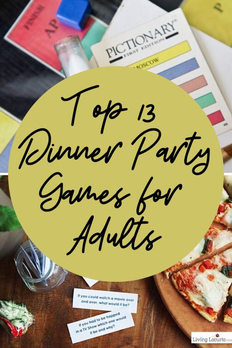 Top 13 Dinner Party Games for Adults - Fun Party Pop At Home Games For Adults, Team Games For Adults Parties, Things To Do At A Party For Adults, Dinner Party Entertainment Games, Games For A Party For Adults, Clean Games For Adults, Dinner Party Games At The Table Birthday, Fun Dinner Games For Adults, 30th Games Party Ideas