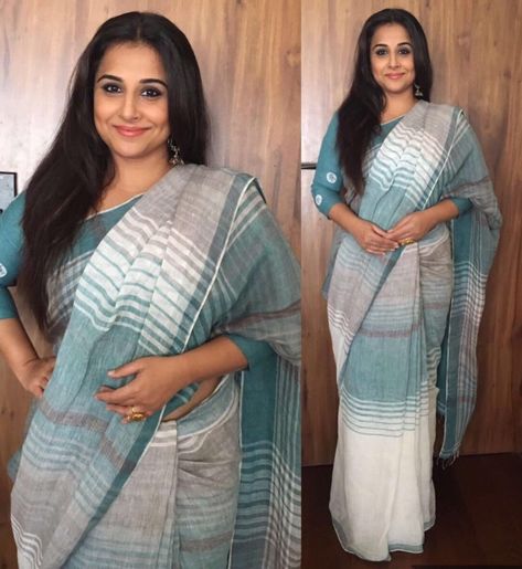 Top 20 Celebrities in Linen Sarees | handloom sarees Lenin Sarees, Cotton Saree Blouse Designs, Saree Wearing Styles, Cotton Saree Blouse, Khadi Saree, Cotton Saree Designs, Elegant Fashion Wear, Linen Sarees, Simple Sarees