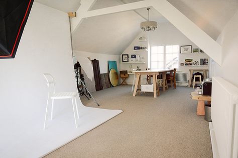 Attic Studio Attic Art Studio, Attic Rooms Slanted Walls, Attic Shower, Attic Nook, Attic Bed, Attic Organization, Attic Studio, Attic Staircase, Slanted Walls