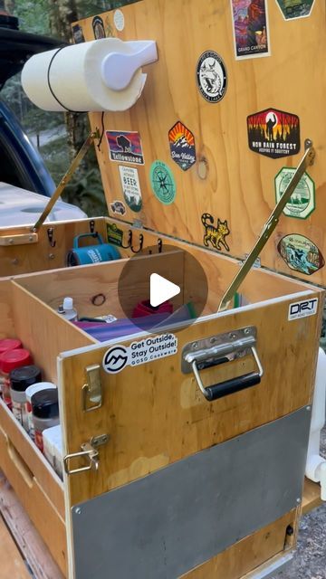 Dirt Road Tools on Instagram: "Camping kitchen ASMR. Turn your volume up to watch the setup of our camp kitchen. I custom built the camp kitchen box and the truck bed slides. These systems make setting up camp a breeze and much more enjoyable. Spending time in nature should be easy and relaxing.  #campingkitchen #asmrvideo #asmrcamping #overlandlife #pnwcamping #cookingoutdoors #overlandcooking #asmr" Sliding Camper Bed, Chuck Box Plans Camping Kitchen, Camp Kitchen Chuck Box Diy, Camping Chuck Box Ideas, Camp Box Ideas, Diy Camping Kitchen, Camp Kitchen Box Plans, Truck Tool Box Ideas, Truck Camping Setup