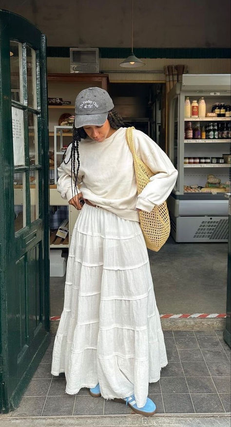 [CommissionsEarned] 20 Trendiest Long Winter Dress Outfit Casual Ideas To Save Today #longwinterdressoutfitcasual Flowy Skirt Outfit, White Maxi Skirt Outfit, White Skirt Outfits, Maxi Skirt Outfit, White Maxi Skirt, White Long Skirt, Long Skirt Outfits, White Maxi Skirts, Winter Skirt Outfit