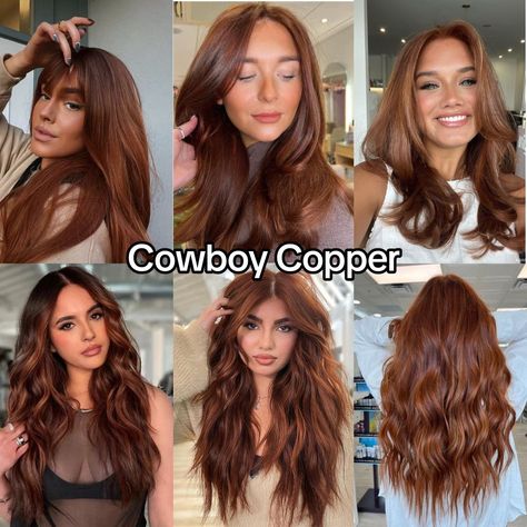 Brunette Turned Redhead, Ginger Highlights In Black Hair, Brown Orange Hair, Short Copper Hair, Cowboy Copper Hair, Cowboy Copper, Brown Hair Looks, Brown Hair Inspo, Ginger Hair Color