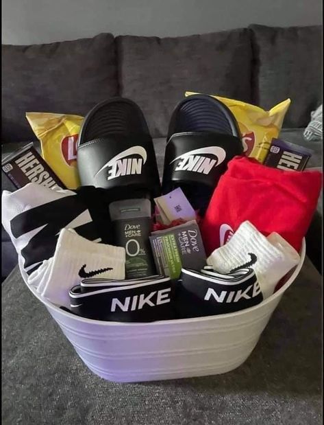 Gifts For Boyfriend Baskets, Birthday Gifts For Boyfriend Baskets, Football Relationship, Boyfriends Birthday Ideas, Cute Anniversary Gifts, Gift Baskets For Him, Boyfriend Gift Basket, Baskets For Men, Birthday Basket