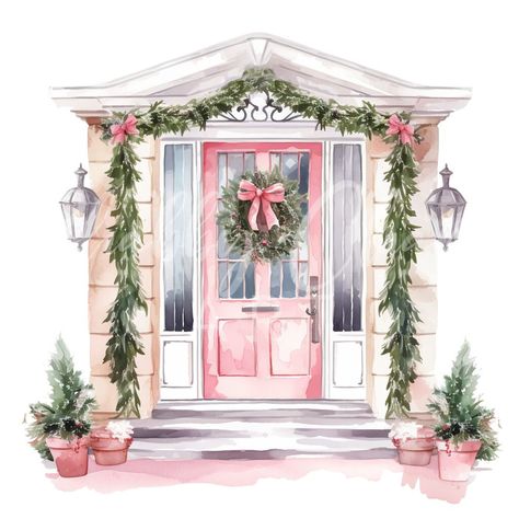 Pink Christmas Drawing, Pink Christmas Illustration, Nutcracker Drawing, Christmas Illustration Art, Drawing Ballerina, Nutcracker Dance, Kids Christmas Coloring Pages, Pink Christmas Wreath, Girly Christmas