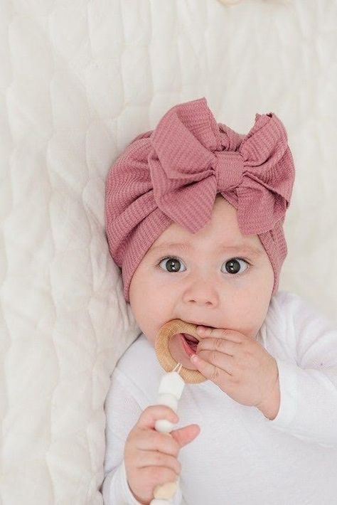 Baby Esther, Baby Hospital Hat, Baby Turban Hat, Baby Hair Bow, Knit Turban, Baby Head Wrap, Newborn Hospital, Baby Turban, Baby Hair Bows