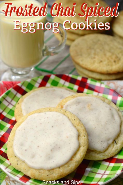 Dessert For Christmas, Spiced Eggnog, Eggnog Cookies, Eggnog Recipe, Cookie Snack, Best Christmas Cookies, Holiday Cookie Recipes, Chai Spice, Holiday Cookie