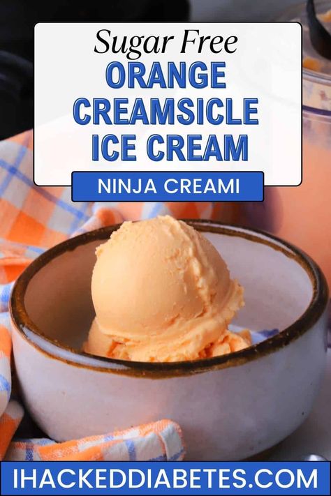 Sugar Free Orange Creamsicle Ice Cream (Ninja Creami) Sugar Free Soft Serve Ice Cream, Ninja Creami Orange Creamsicle Ice Cream, Creamsicle Ninja Creami, Orange Sherbert Ninja Creami, Sugar Free Creami Recipe, Ninja Creami Creamsicle, Ww Ninja Creami Ice Cream Recipes, Orange Ninja Creami, Ninja Creami Orange Sherbet