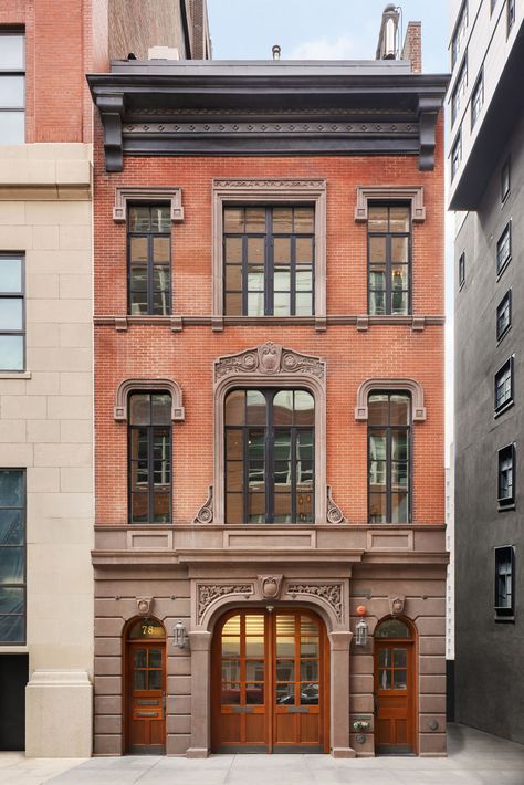 Townhouse Exterior, Building Photography, Row House, Building Facade, Brick Building, Fire Station, Old Buildings, Exposed Brick, Window Design