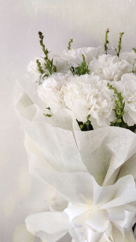 Wedding Bouquets Carnations, Carnation Bouquet Aesthetic, Wedding Flowers Carnations, White Bouquet Aesthetic, White Carnations Aesthetic, White Carnations Bouquet, Carnations Wedding Bouquet, Carnation Bouquet Wedding, Carnation Bridesmaid Bouquet