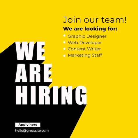 New Hire Social Media Post, Recruiting Social Media Post, Graphic Designer Job Post, We Are Back Social Media Post, Recruitment Social Media Post Design, Hiring Post Design Social Media, Hiring Posts Design, Typography Social Media Post Design, Now Hiring Image Social Media