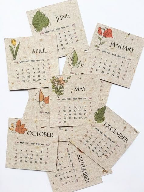 달력 디자인, Calendar Craft, Sycamore Tree, Diy Calendar, Bullet Journal Design Ideas, Tree Seeds, Seed Paper, Crafty Creations, Water Well