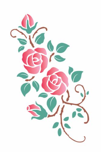 Stencil Painting On Fabric, Rose Stencils, Outline Flowers, Rose Swag, Flower Stencil Patterns, Primitive Shelf, Craft Signs, Cottage Diy, Making Ornaments